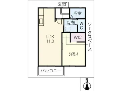 カサベルデE(1LDK/2階)の間取り写真