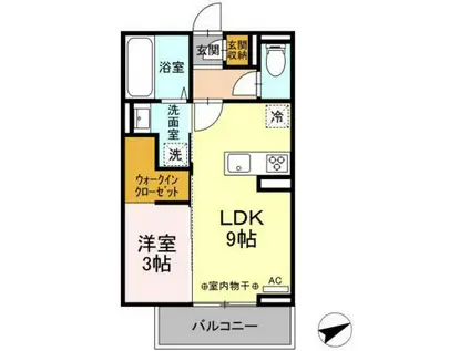 ハイアークF(1LDK/2階)の間取り写真