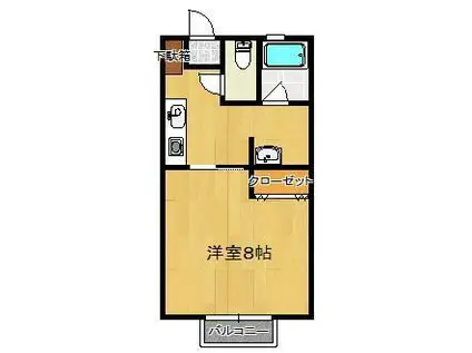 フローラルK(1K/2階)の間取り写真