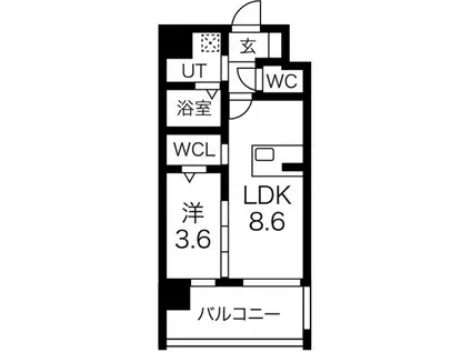 エストワン東大阪(1LDK/4階)の間取り写真