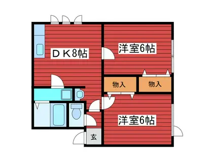 IROHAドーム北(2DK/1階)の間取り写真