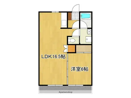 ビラふるさと(1LDK/4階)の間取り写真