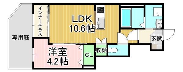 リントゥコト(1LDK/1階)の間取り写真