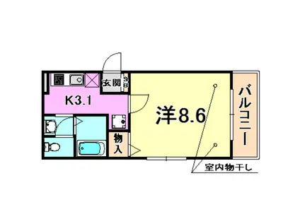 ノブ御影(1K/2階)の間取り写真