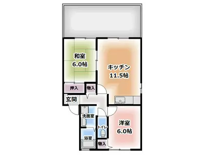 セジュールあき(2LDK/1階)の間取り写真