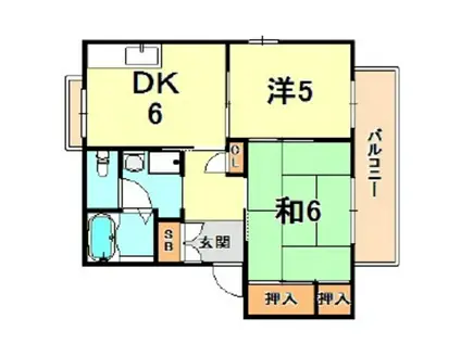 甲陽パンションA棟(2DK/1階)の間取り写真