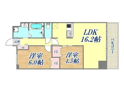 CREER RIVIERE3(2LDK/7階)の間取り写真