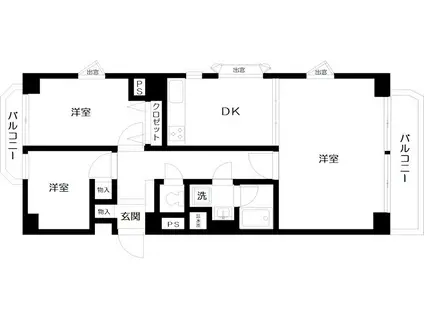 プラザ麻布(3DK/9階)の間取り写真