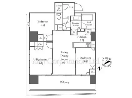 HARUMI FLAG PORT VILLAGE(3LDK/11階)の間取り写真