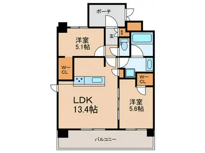 F-CREST SHIN-OSAKA(2LDK/3階)の間取り写真