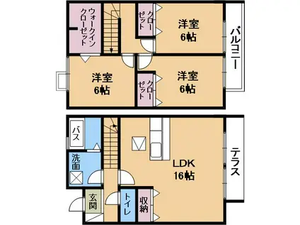 フォロマローネGK C棟(3LDK/1階)の間取り写真