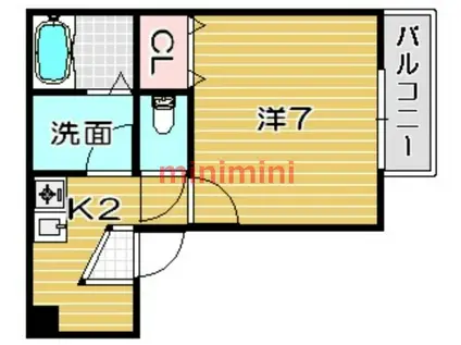 メゾネット21(1K/2階)の間取り写真