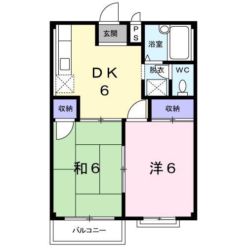 サンハイツ柄山(2DK/2階)の間取り写真