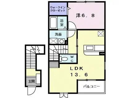 シアンドバリ-K(1LDK/2階)の間取り写真