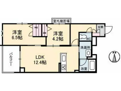 シャーメゾンルッカ(2LDK/2階)の間取り写真