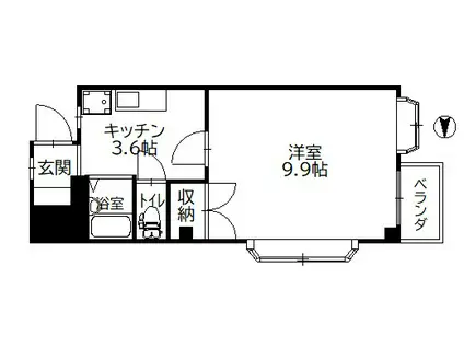 グリーンハイツII(1K/3階)の間取り写真