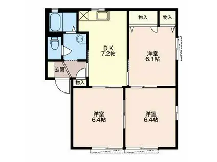 グランシャリオ中吉田(3DK/1階)の間取り写真