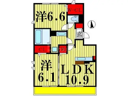 フラッツ酒井根II(2LDK/1階)の間取り写真