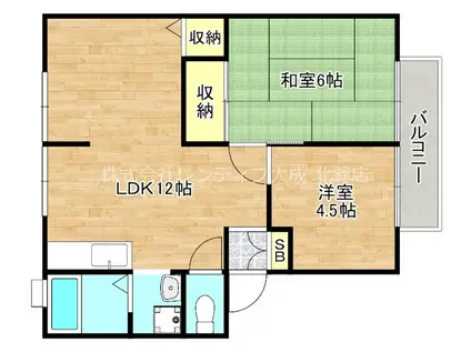 サンライフ中村(2LDK/1階)の間取り写真