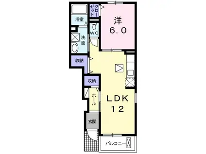 セカンドスクエア(1LDK/1階)の間取り写真