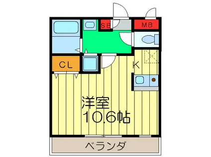 アロマージュ渚(ワンルーム/3階)の間取り写真