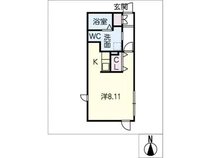 BRANCHE御器所(ワンルーム/4階)の間取り写真