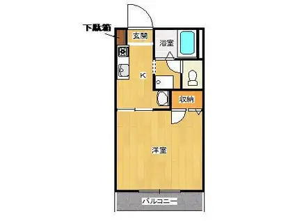 ＪＲ山陽本線 新倉敷駅 徒歩13分 2階建 築31年(1K/1階)の間取り写真