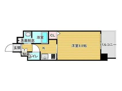 LE PONT DE CIEL NISHIKASUMICHO(1K/8階)の間取り写真