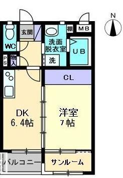 LUONTO KITACHO(1DK/3階)の間取り写真
