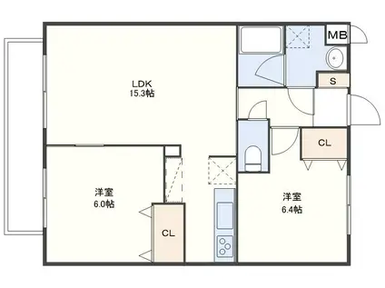 トライアンフマンション久原(2LDK/4階)の間取り写真