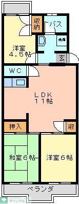サンライズマンション大宮(3LDK/4階)の間取り写真