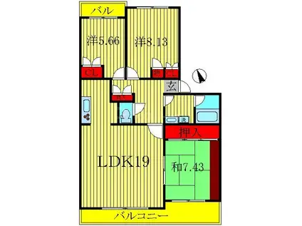 プレステージ柏(3LDK/1階)の間取り写真