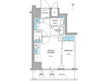 ルフォンリヴェント清澄白河(1DK/10階)の間取り写真