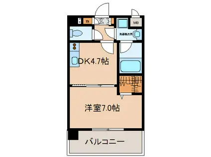 ドリーム西新(1DK/4階)の間取り写真