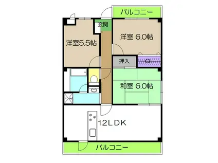 トゥジュール・ヴェール(3LDK/3階)の間取り写真