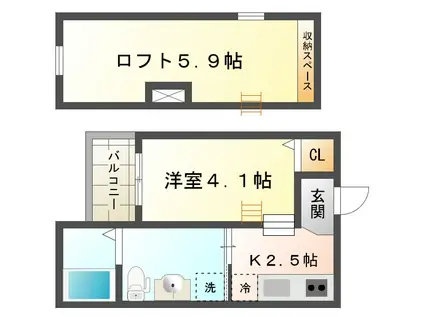 シャイニー西舞子(1K/2階)の間取り写真