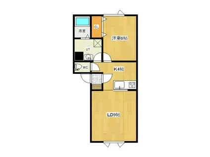 サンパーク常盤(1LDK/2階)の間取り写真