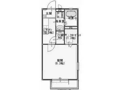 メゾンHANAMARU B棟(1K/2階)の間取り写真
