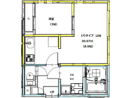 REGALEST健軍II(1LDK/2階)の間取り写真