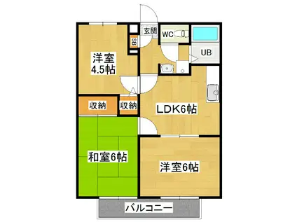 サンビレッジHIRABAYASHI(3DK/1階)の間取り写真