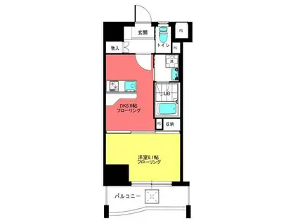 レジデンスタワー五反野(1DK/4階)の間取り写真