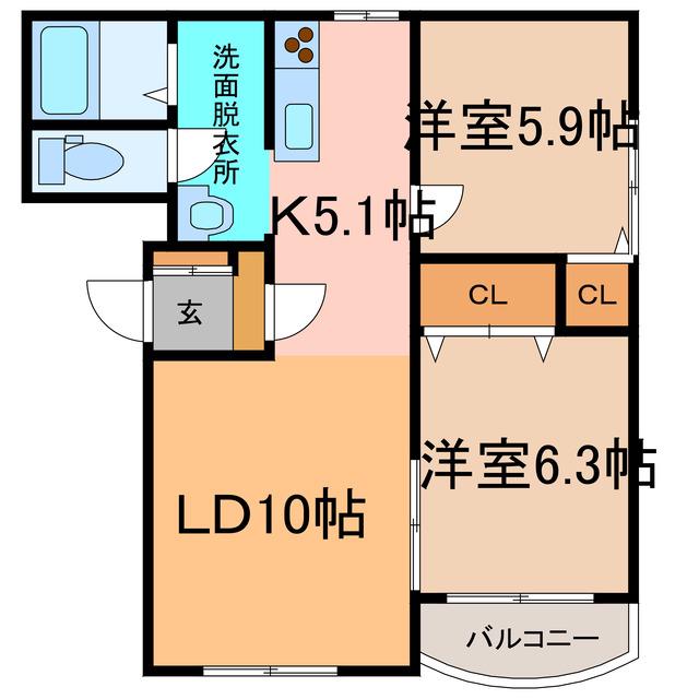 ヒーローズ(2LDK/4階)の間取り写真