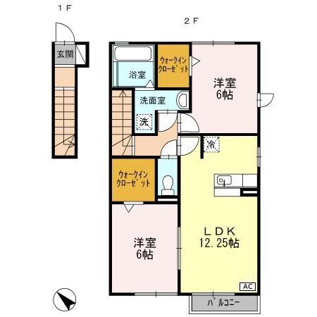 セプテンベール(2LDK/2階)の間取り写真