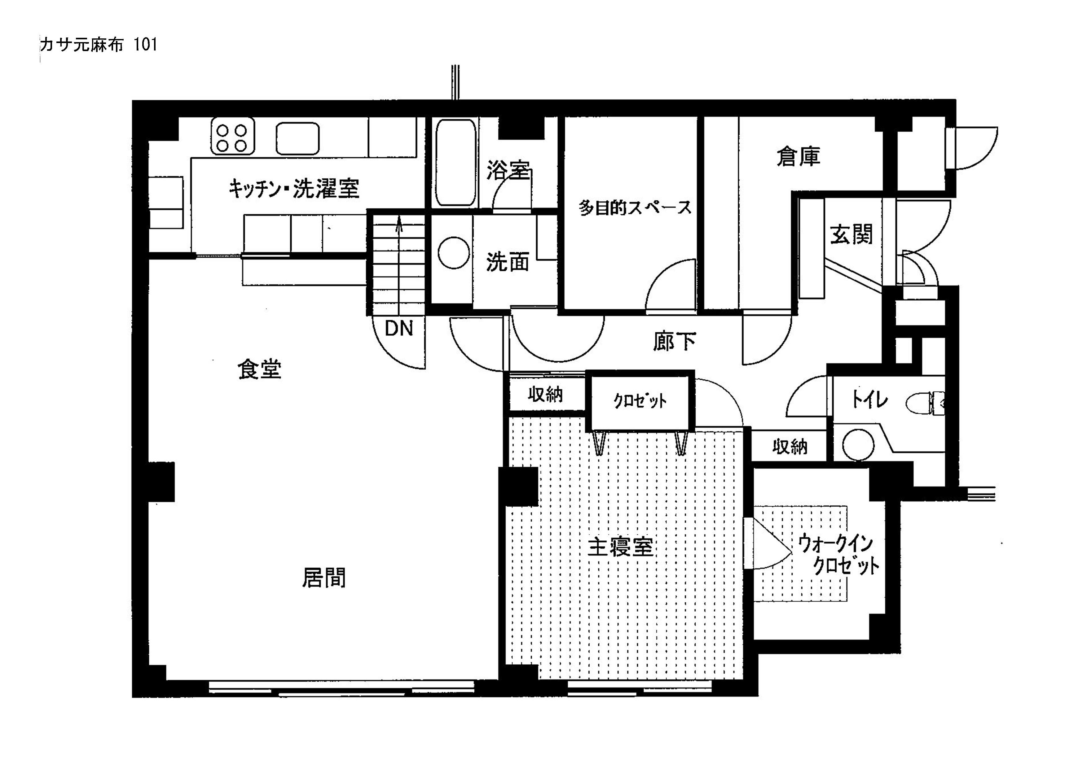 カサ元麻布(1SLDK/1階)の間取り写真