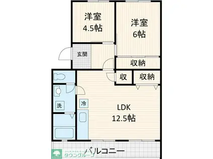 メゾンソレイユ(2LDK/2階)の間取り写真