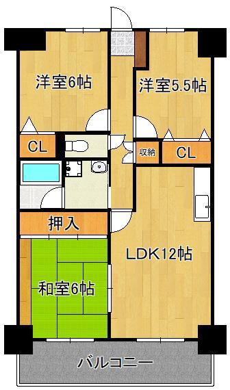 ANビル(3LDK/4階)の間取り写真