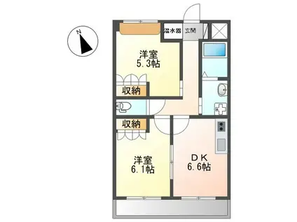 コンフィード(2DK/2階)の間取り写真