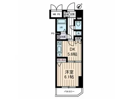 ル・グロワール(1DK/2階)の間取り写真