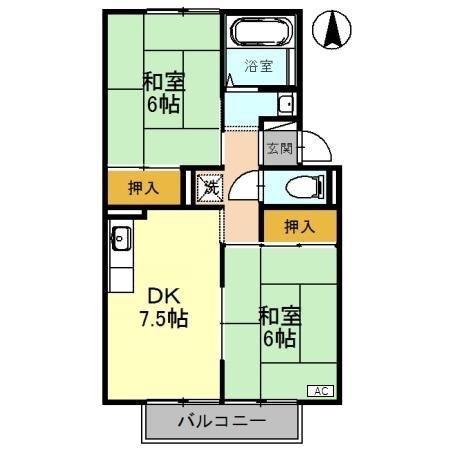 プレジールHASHIMOTO A(2DK/1階)の間取り写真