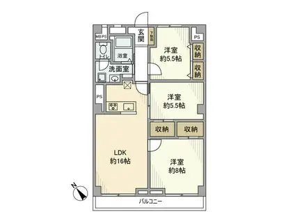 カンフォート流山(3LDK/6階)の間取り写真